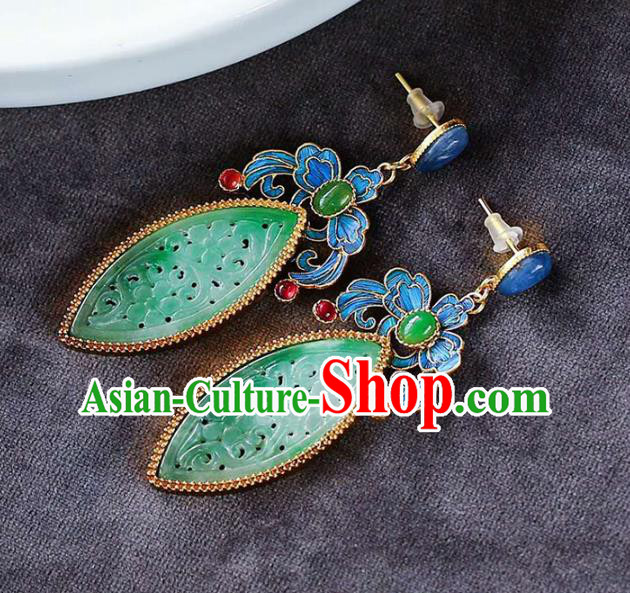Handmade China Jade Ear Jewelry Accessories Traditional Cheongsam Cloisonne Earrings Handmade China Jade Ear Jewelry Accessories Traditional Cheongsam Cloisonne Earrings