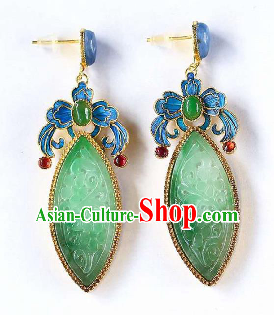 Handmade China Jade Ear Jewelry Accessories Traditional Cheongsam Cloisonne Earrings Handmade China Jade Ear Jewelry Accessories Traditional Cheongsam Cloisonne Earrings