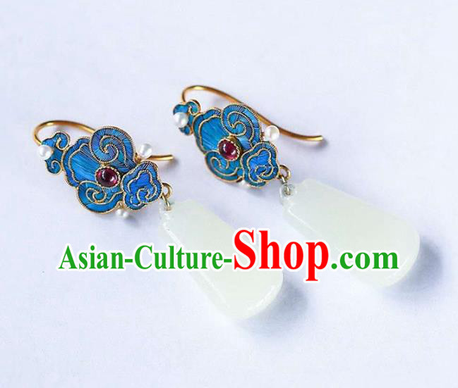 Handmade China Garnet Cloisonne Ear Jewelry Accessories Traditional Cheongsam Jade Pearls Earrings Handmade China Garnet Cloisonne Ear Jewelry Accessories Traditional Cheongsam Jade Pearls Earrings