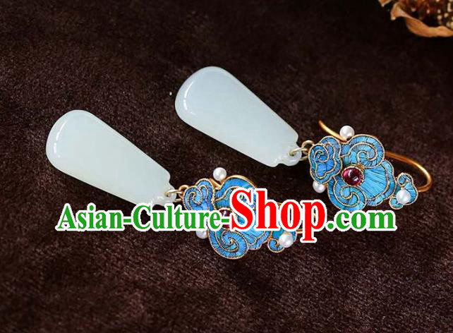 Handmade China Garnet Cloisonne Ear Jewelry Accessories Traditional Cheongsam Jade Pearls Earrings Handmade China Garnet Cloisonne Ear Jewelry Accessories Traditional Cheongsam Jade Pearls Earrings