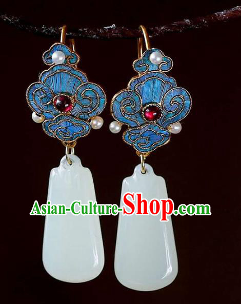 Handmade China Garnet Cloisonne Ear Jewelry Accessories Traditional Cheongsam Jade Pearls Earrings Handmade China Garnet Cloisonne Ear Jewelry Accessories Traditional Cheongsam Jade Pearls Earrings