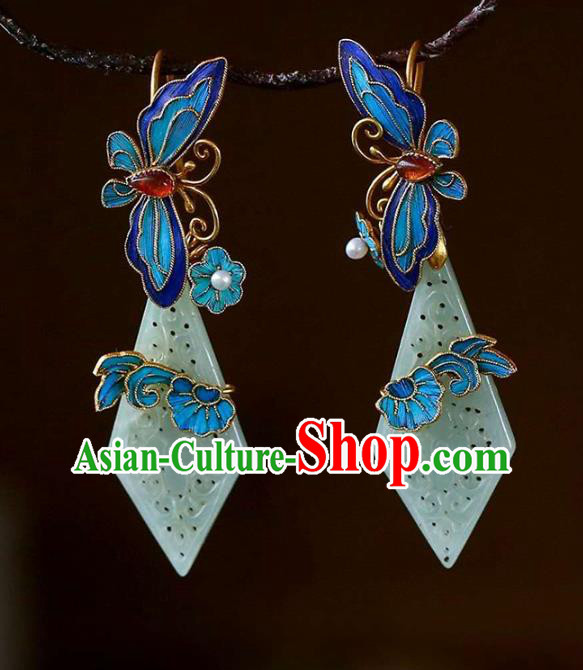 Handmade China Cloisonne Butterfly Earrings Jewelry Accessories Traditional Cheongsam Jade Eardrop Handmade China Cloisonne Butterfly Earrings Jewelry Accessories Traditional Cheongsam Jade Eardrop