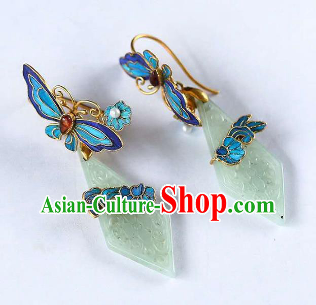 Handmade China Cloisonne Butterfly Earrings Jewelry Accessories Traditional Cheongsam Jade Eardrop Handmade China Cloisonne Butterfly Earrings Jewelry Accessories Traditional Cheongsam Jade Eardrop