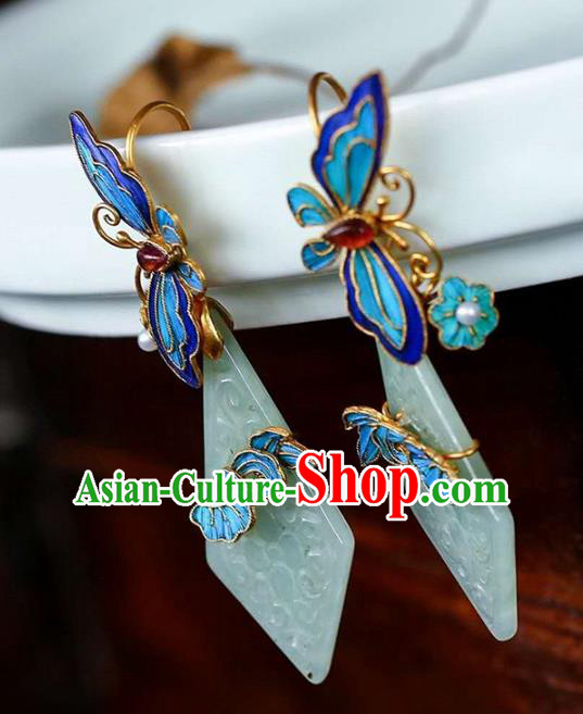 Handmade China Cloisonne Butterfly Earrings Jewelry Accessories Traditional Cheongsam Jade Eardrop Handmade China Cloisonne Butterfly Earrings Jewelry Accessories Traditional Cheongsam Jade Eardrop