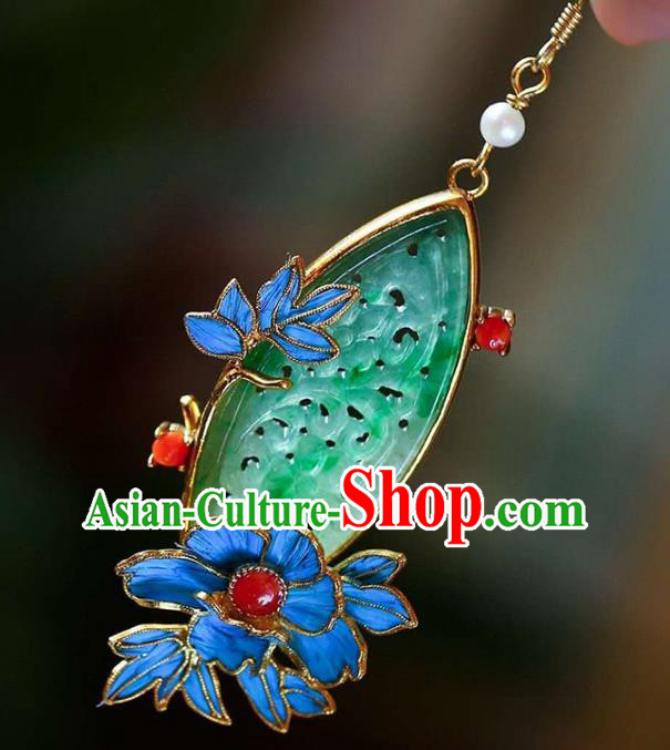 Handmade China Jadeite Earrings Jewelry Accessories Traditional Cheongsam Cloisonne Eardrop Handmade China Jadeite Earrings Jewelry Accessories Traditional Cheongsam Cloisonne Eardrop