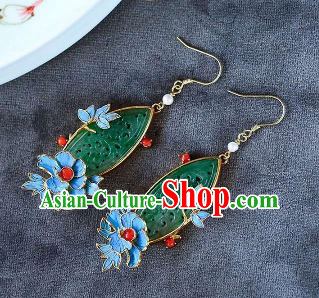 Handmade China Jadeite Earrings Jewelry Accessories Traditional Cheongsam Cloisonne Eardrop Handmade China Jadeite Earrings Jewelry Accessories Traditional Cheongsam Cloisonne Eardrop