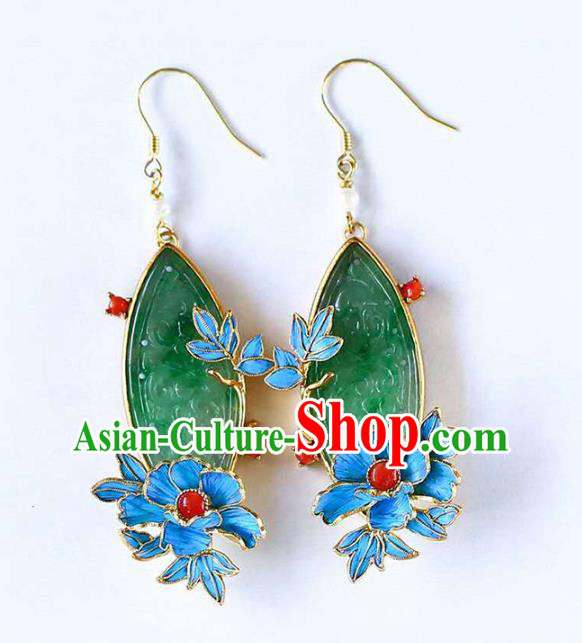 Handmade China Jadeite Earrings Jewelry Accessories Traditional Cheongsam Cloisonne Eardrop Handmade China Jadeite Earrings Jewelry Accessories Traditional Cheongsam Cloisonne Eardrop