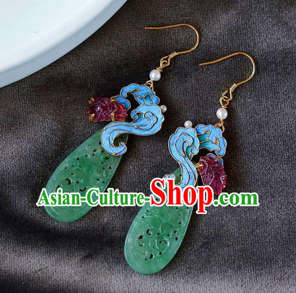 Handmade China Blue Cloud Earrings Jewelry Jade Accessories Traditional Cheongsam Garnet Eardrop Handmade China Blue Cloud Earrings Jewelry Jade Accessories Traditional Cheongsam Garnet Eardrop