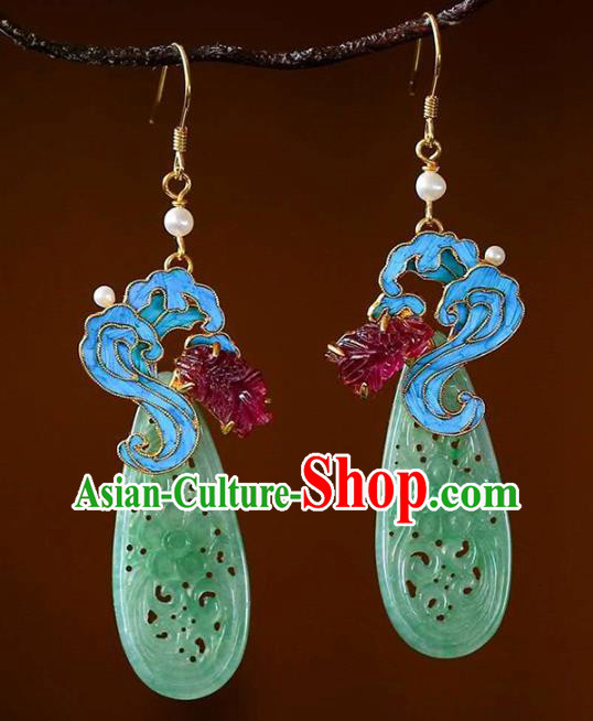 Handmade China Blue Cloud Earrings Jewelry Jade Accessories Traditional Cheongsam Garnet Eardrop Handmade China Blue Cloud Earrings Jewelry Jade Accessories Traditional Cheongsam Garnet Eardrop