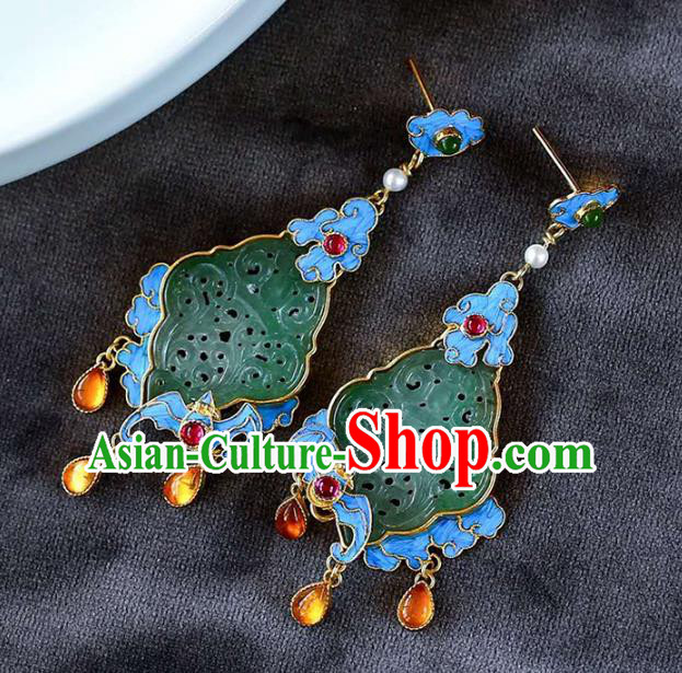 Handmade China Earrings Jewelry Traditional Cheongsam Eardrop Jade Accessories Handmade China Earrings Jewelry Traditional Cheongsam Eardrop Jade Accessories