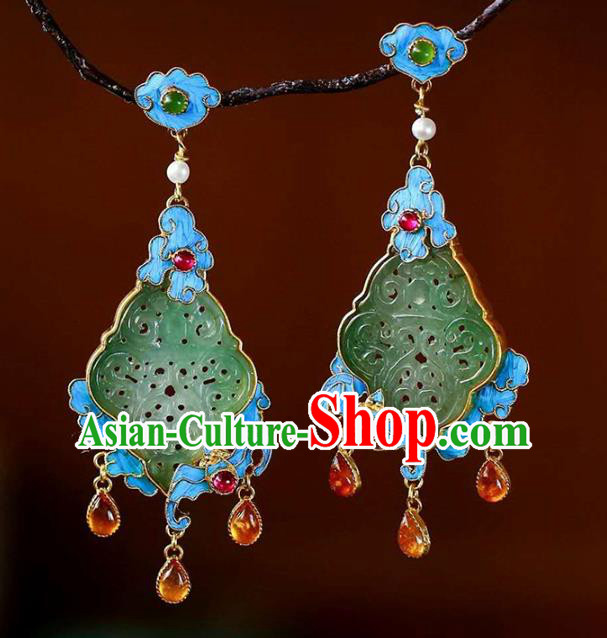 Handmade China Earrings Jewelry Traditional Cheongsam Eardrop Jade Accessories Handmade China Earrings Jewelry Traditional Cheongsam Eardrop Jade Accessories