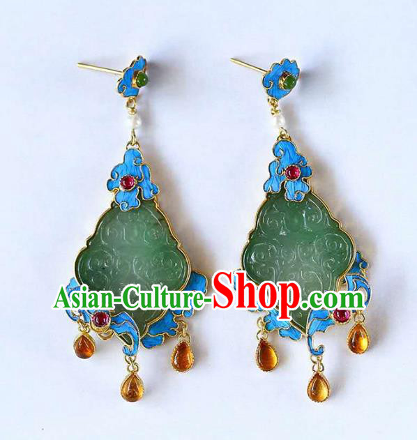Handmade China Earrings Jewelry Traditional Cheongsam Eardrop Jade Accessories Handmade China Earrings Jewelry Traditional Cheongsam Eardrop Jade Accessories