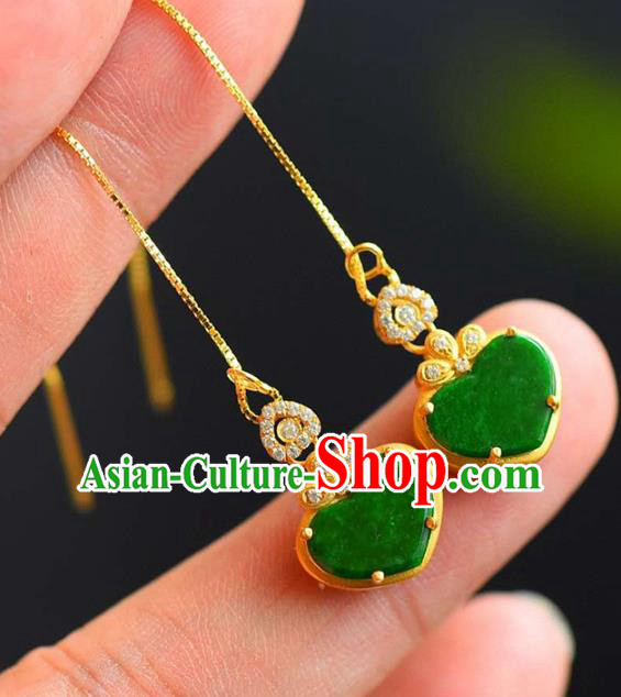 Handmade China Cheongsam Crystal Long Earrings Traditional National Jewelry Accessories Jadeite Eardrop Handmade China Cheongsam Crystal Long Earrings Traditional National Jewelry Accessories Jadeite Eardrop