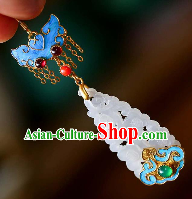 Handmade China Cheongsam Garnet Earrings Jade Eardrop Accessories Traditional Jewelry Handmade China Cheongsam Garnet Earrings Jade Eardrop Accessories Traditional Jewelry
