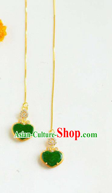 Handmade China Cheongsam Crystal Long Earrings Traditional National Jewelry Accessories Jadeite Eardrop Handmade China Cheongsam Crystal Long Earrings Traditional National Jewelry Accessories Jadeite Eardrop