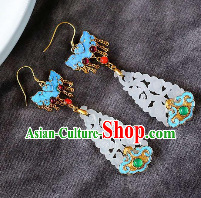 Handmade China Cheongsam Garnet Earrings Jade Eardrop Accessories Traditional Jewelry Handmade China Cheongsam Garnet Earrings Jade Eardrop Accessories Traditional Jewelry