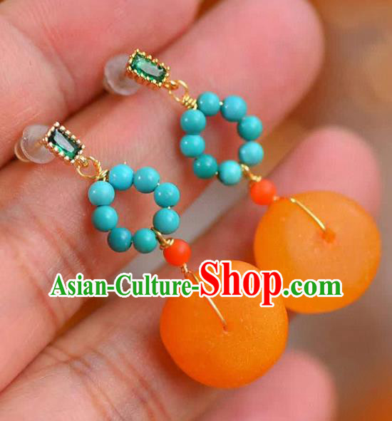 Handmade China National Jewelry Accessories Eardrop Traditional Cheongsam Beeswax Earrings Handmade China National Jewelry Accessories Eardrop Traditional Cheongsam Beeswax Earrings