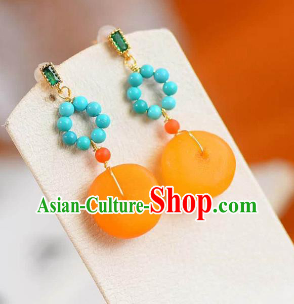 Handmade China National Jewelry Accessories Eardrop Traditional Cheongsam Beeswax Earrings Handmade China National Jewelry Accessories Eardrop Traditional Cheongsam Beeswax Earrings
