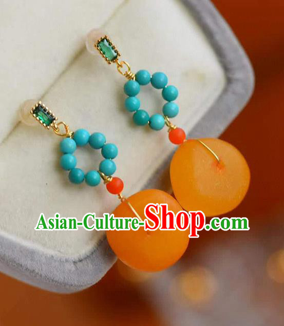 Handmade China National Jewelry Accessories Eardrop Traditional Cheongsam Beeswax Earrings Handmade China National Jewelry Accessories Eardrop Traditional Cheongsam Beeswax Earrings