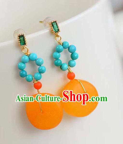 Handmade China National Jewelry Accessories Eardrop Traditional Cheongsam Beeswax Earrings Handmade China National Jewelry Accessories Eardrop Traditional Cheongsam Beeswax Earrings