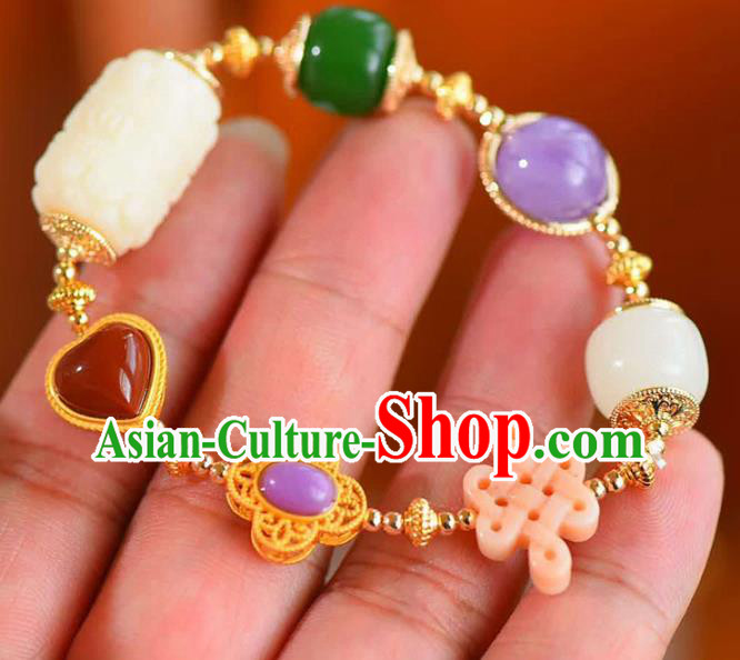 China Handmade Amethyst Bracelet Traditional Jewelry Accessories National Hetian Jade Bangle China Handmade Amethyst Bracelet Traditional Jewelry Accessories National Hetian Jade Bangle