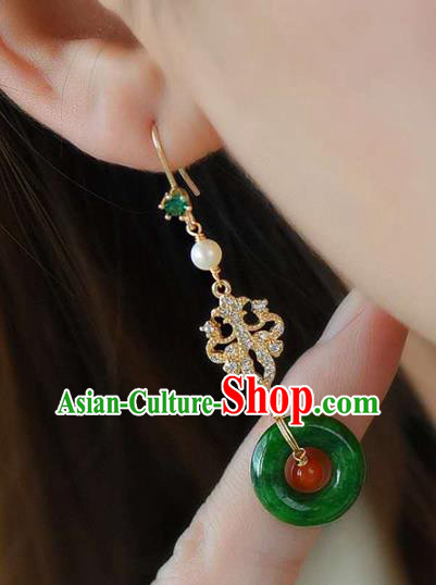 Handmade China Jade Peace Buckle Eardrop National Jewelry Accessories Traditional Cheongsam Crystal Earrings Handmade China Jade Peace Buckle Eardrop National Jewelry Accessories Traditional Cheongsam Crystal Earrings