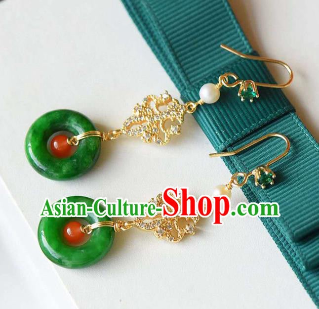 Handmade China Jade Peace Buckle Eardrop National Jewelry Accessories Traditional Cheongsam Crystal Earrings Handmade China Jade Peace Buckle Eardrop National Jewelry Accessories Traditional Cheongsam Crystal Earrings