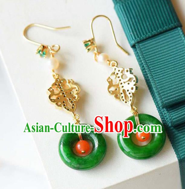 Handmade China Jade Peace Buckle Eardrop National Jewelry Accessories Traditional Cheongsam Crystal Earrings Handmade China Jade Peace Buckle Eardrop National Jewelry Accessories Traditional Cheongsam Crystal Earrings