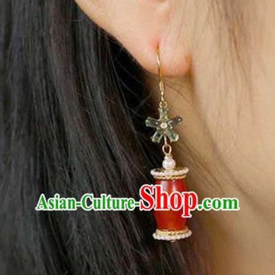 Handmade China Agate Eardrop National Jewelry Accessories Traditional Cheongsam Pearls Earrings