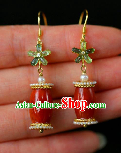 Handmade China Agate Eardrop National Jewelry Accessories Traditional Cheongsam Pearls Earrings Handmade China Agate Eardrop National Jewelry Accessories Traditional Cheongsam Pearls Earrings
