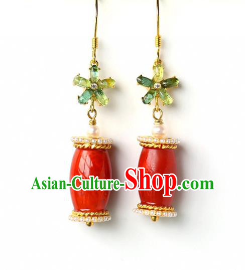 Handmade China Agate Eardrop National Jewelry Accessories Traditional Cheongsam Pearls Earrings Handmade China Agate Eardrop National Jewelry Accessories Traditional Cheongsam Pearls Earrings