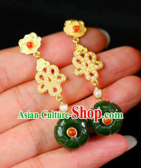 Handmade China National Cheongsam Earrings Traditional Jewelry Accessories Jade Flower Eardrop Handmade China National Cheongsam Earrings Traditional Jewelry Accessories Jade Flower Eardrop