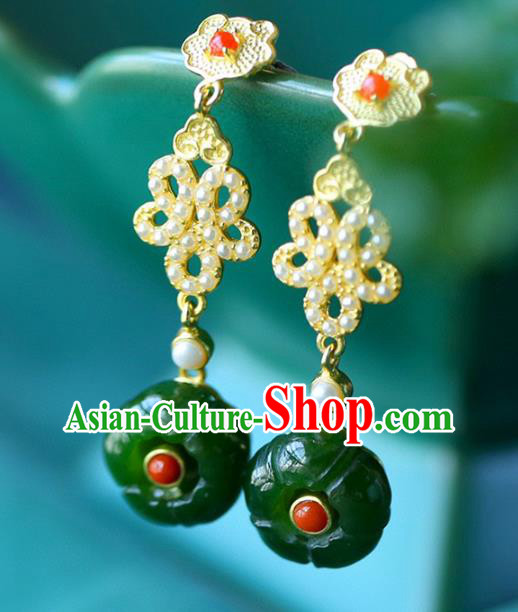 Handmade China National Cheongsam Earrings Traditional Jewelry Accessories Jade Flower Eardrop Handmade China National Cheongsam Earrings Traditional Jewelry Accessories Jade Flower Eardrop