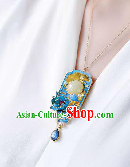 Chinese Classical Sapphire Necklace Handmade Jewelry Accessories National Jade Necklet Pendant Chinese Classical Sapphire Necklace Handmade Jewelry Accessories National Jade Necklet Pendant