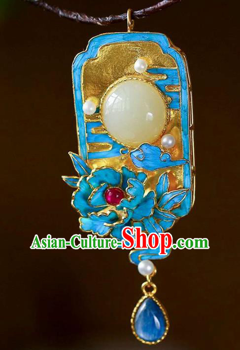 Chinese Classical Sapphire Necklace Handmade Jewelry Accessories National Jade Necklet Pendant Chinese Classical Sapphire Necklace Handmade Jewelry Accessories National Jade Necklet Pendant