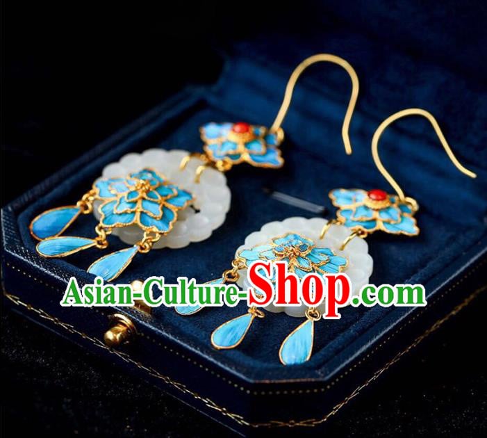 Handmade China National Cheongsam Jade Flower Earrings Traditional Jewelry Accessories Agate Eardrop Handmade China National Cheongsam Jade Flower Earrings Traditional Jewelry Accessories Agate Eardrop