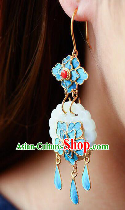 Handmade China National Cheongsam Jade Flower Earrings Traditional Jewelry Accessories Agate Eardrop Handmade China National Cheongsam Jade Flower Earrings Traditional Jewelry Accessories Agate Eardrop