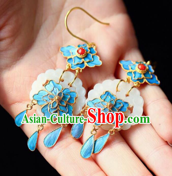 Handmade China National Cheongsam Jade Flower Earrings Traditional Jewelry Accessories Agate Eardrop Handmade China National Cheongsam Jade Flower Earrings Traditional Jewelry Accessories Agate Eardrop