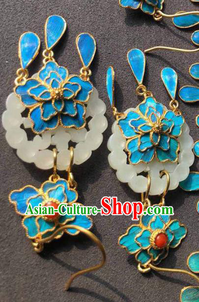 Handmade China National Cheongsam Jade Flower Earrings Traditional Jewelry Accessories Agate Eardrop Handmade China National Cheongsam Jade Flower Earrings Traditional Jewelry Accessories Agate Eardrop