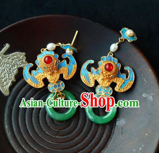 Handmade China Qing Dynasty Palace Lady Eardrop Traditional Jewelry Accessories National Jade Earrings Handmade China Qing Dynasty Palace Lady Eardrop Traditional Jewelry Accessories National Jade Earrings