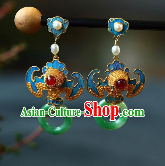 Handmade China Qing Dynasty Palace Lady Eardrop Traditional Jewelry Accessories National Jade Earrings Handmade China Qing Dynasty Palace Lady Eardrop Traditional Jewelry Accessories National Jade Earrings