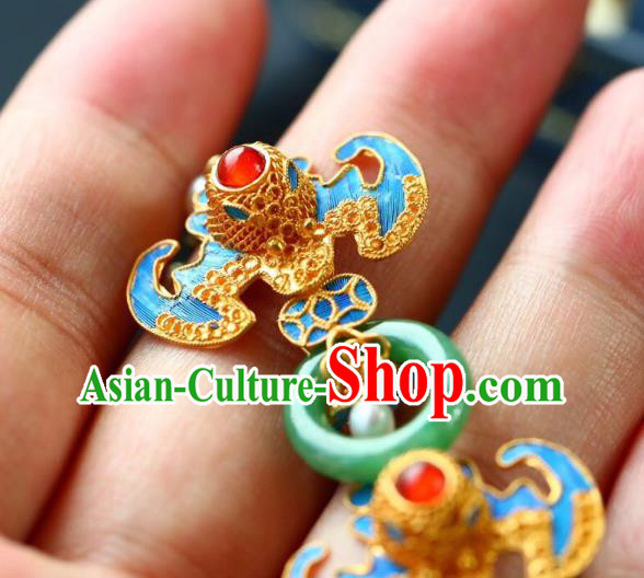 Handmade China Qing Dynasty Palace Lady Eardrop Traditional Jewelry Accessories National Jade Earrings Handmade China Qing Dynasty Palace Lady Eardrop Traditional Jewelry Accessories National Jade Earrings
