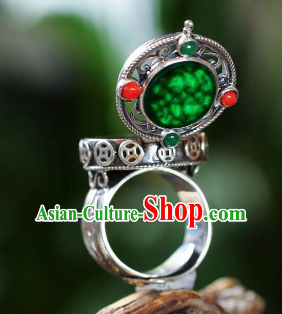 Chinese National Silver Ring Jewelry Traditional Handmade Jadeite Circlet Accessories Chinese National Silver Ring Jewelry Traditional Handmade Jadeite Circlet Accessories