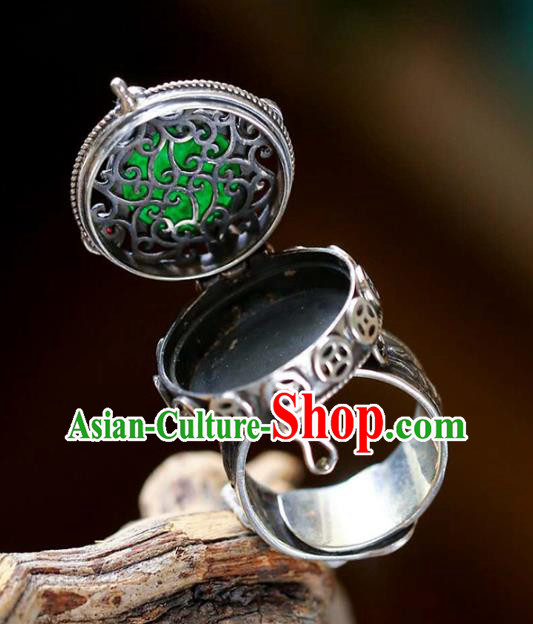 Chinese National Silver Ring Jewelry Traditional Handmade Jadeite Circlet Accessories Chinese National Silver Ring Jewelry Traditional Handmade Jadeite Circlet Accessories