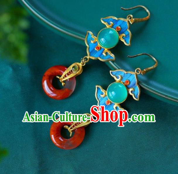 Handmade China Eardrop Traditional Jewelry Accessories National Cheongsam Agate Earrings Handmade China Eardrop Traditional Jewelry Accessories National Cheongsam Agate Earrings