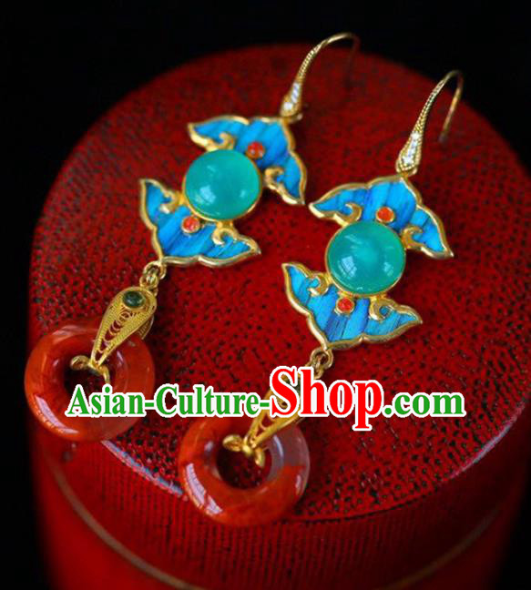 Handmade China Eardrop Traditional Jewelry Accessories National Cheongsam Agate Earrings Handmade China Eardrop Traditional Jewelry Accessories National Cheongsam Agate Earrings