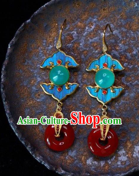 Handmade China Eardrop Traditional Jewelry Accessories National Cheongsam Agate Earrings Handmade China Eardrop Traditional Jewelry Accessories National Cheongsam Agate Earrings