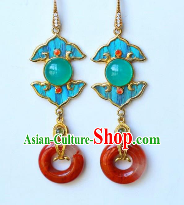 Handmade China Eardrop Traditional Jewelry Accessories National Cheongsam Agate Earrings Handmade China Eardrop Traditional Jewelry Accessories National Cheongsam Agate Earrings
