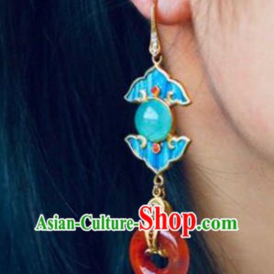 Handmade China Eardrop Traditional Jewelry Accessories National Cheongsam Agate Earrings