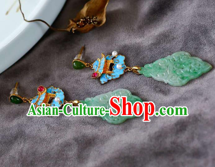 Handmade China Traditional Jewelry National Cheongsam Jade Earrings Heavenly Palace Eardrop Accessories Handmade China Traditional Jewelry National Cheongsam Jade Earrings Heavenly Palace Eardrop Accessories